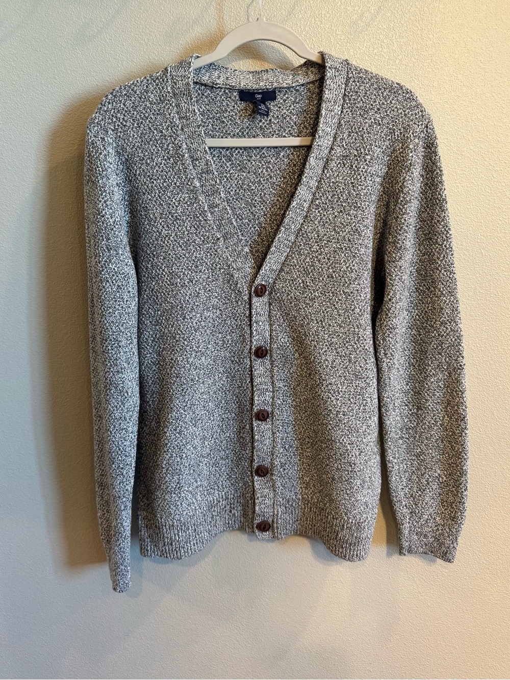 GAP Women's Gray Marled Button-Front Grandpa Cardigan